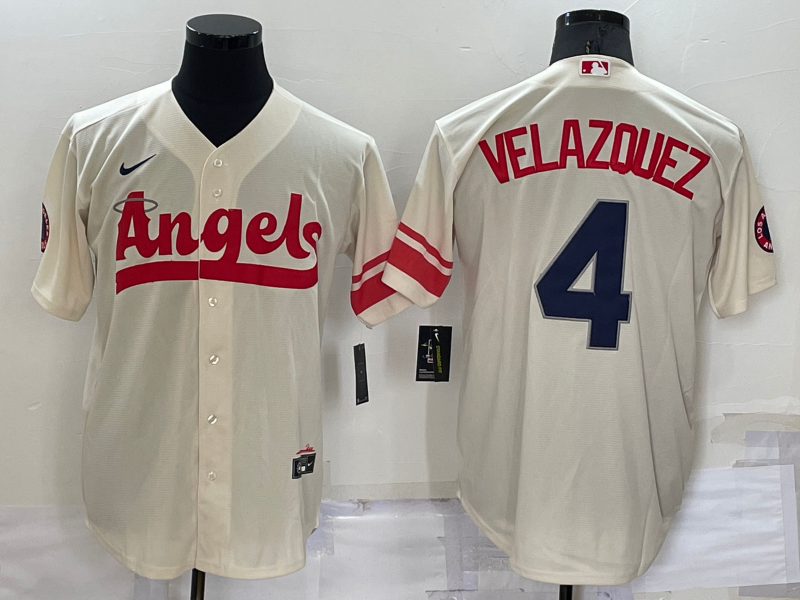Men's Los Angeles Angels Andrew Velazquez #4 Cream City Connect Jersey